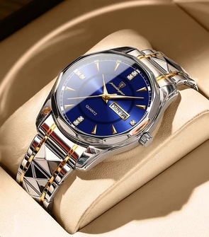 POEDAGAR 980 Mens Silver Gold Blue